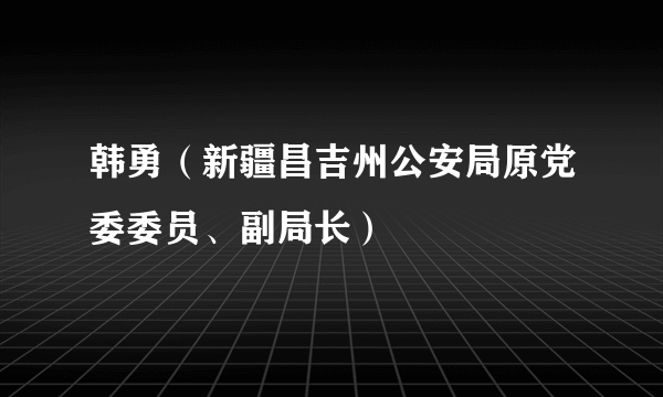 韩勇（新疆昌吉州公安局原党委委员、副局长）