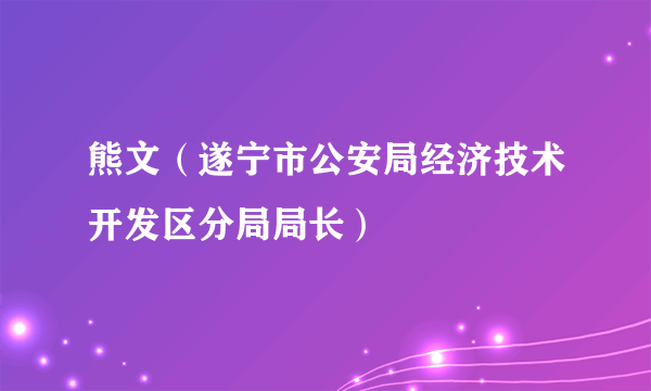 熊文（遂宁市公安局经济技术开发区分局局长）