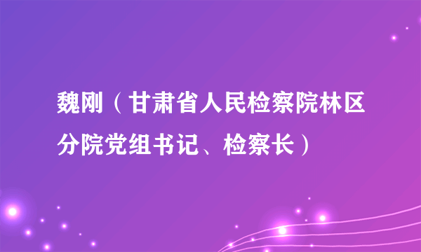 魏刚（甘肃省人民检察院林区分院党组书记、检察长）