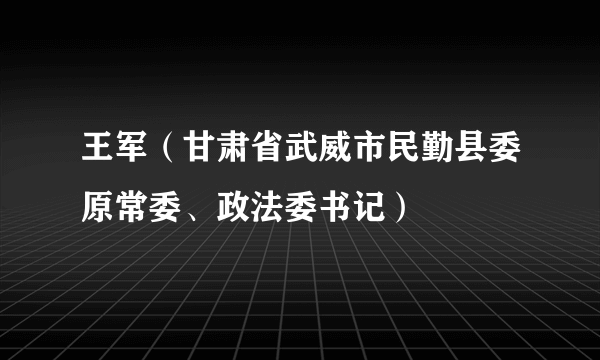 王军（甘肃省武威市民勤县委原常委、政法委书记）