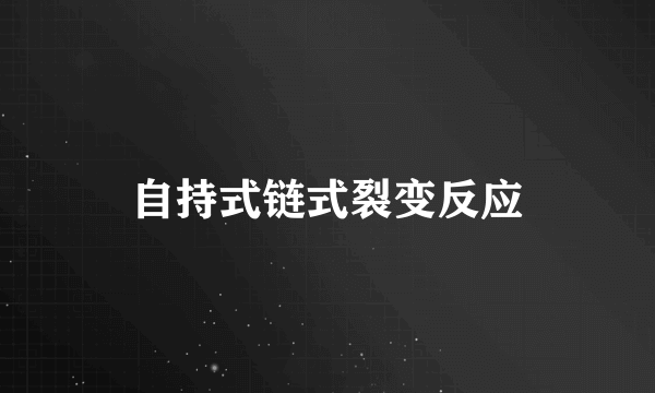 自持式链式裂变反应