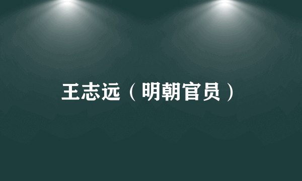王志远（明朝官员）