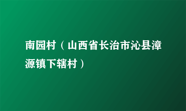 南园村（山西省长治市沁县漳源镇下辖村）