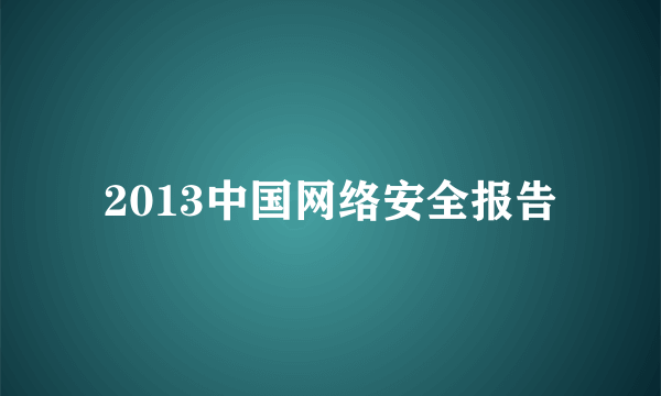 2013中国网络安全报告