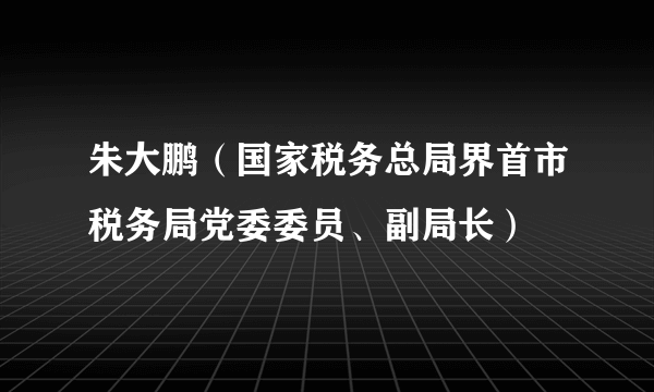 朱大鹏（国家税务总局界首市税务局党委委员、副局长）