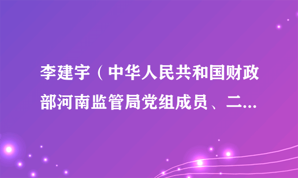 李建宇（中华人民共和国财政部河南监管局党组成员、二级巡视员）