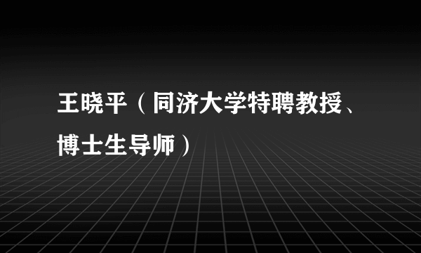 王晓平（同济大学特聘教授、博士生导师）