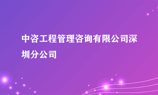 中咨工程管理咨询有限公司深圳分公司