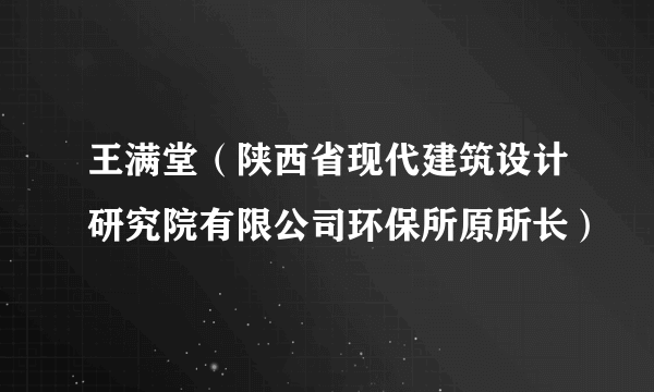 王满堂（陕西省现代建筑设计研究院有限公司环保所原所长）