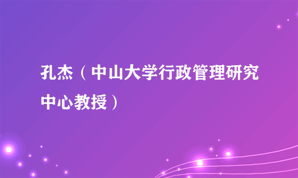 孔杰（中山大学行政管理研究中心教授）