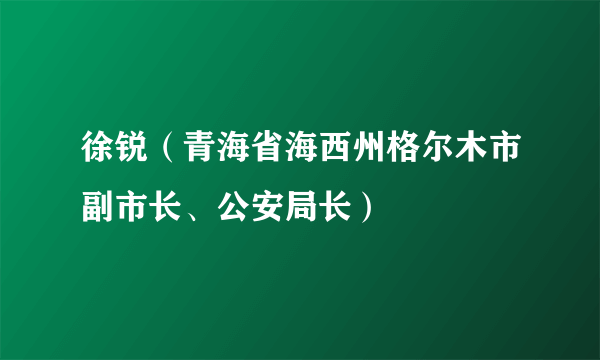 徐锐（青海省海西州格尔木市副市长、公安局长）