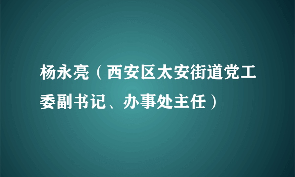 杨永亮（西安区太安街道党工委副书记、办事处主任）