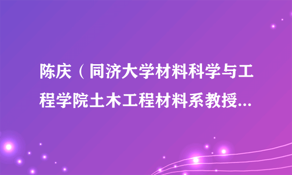 陈庆（同济大学材料科学与工程学院土木工程材料系教授、博导）