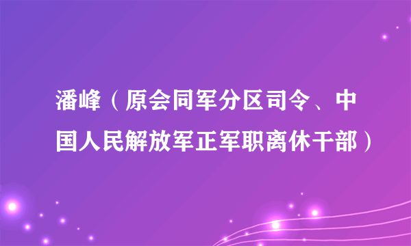 潘峰（原会同军分区司令、中国人民解放军正军职离休干部）