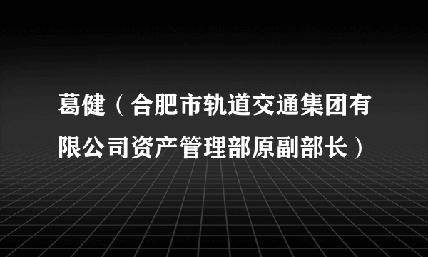 葛健（合肥市轨道交通集团有限公司资产管理部原副部长）