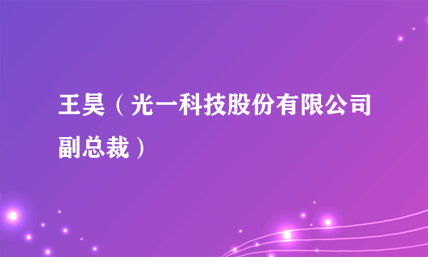 王昊（光一科技股份有限公司副总裁）