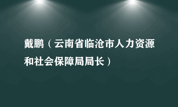 戴鹏（云南省临沧市人力资源和社会保障局局长）
