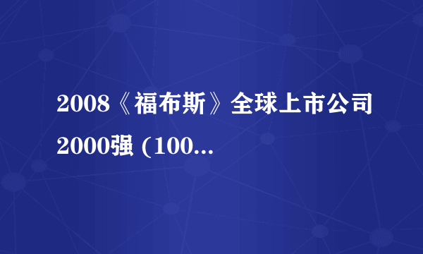 2008《福布斯》全球上市公司2000强 (1001-1100)