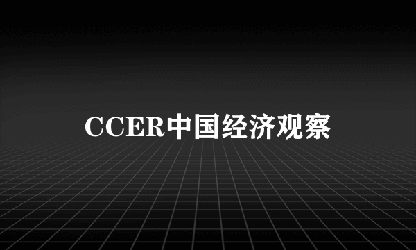 CCER中国经济观察
