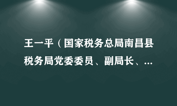 王一平（国家税务总局南昌县税务局党委委员、副局长、二级主办）