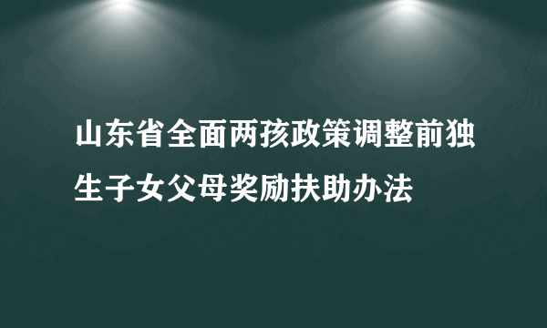 山东省全面两孩政策调整前独生子女父母奖励扶助办法