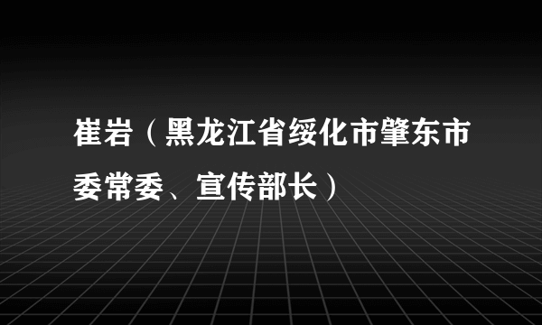 崔岩（黑龙江省绥化市肇东市委常委、宣传部长）
