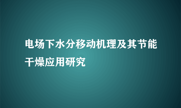 电场下水分移动机理及其节能干燥应用研究