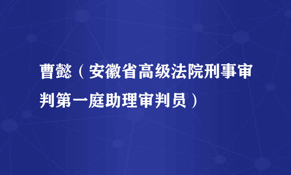 曹懿(安徽省高级法院刑事审判第一庭助理审判员)