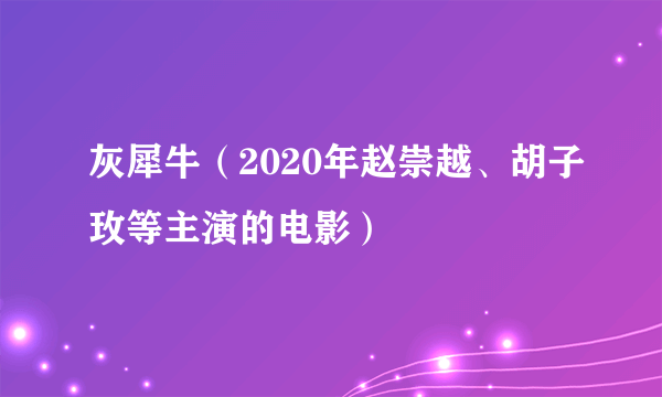 灰犀牛(2020年赵崇越、胡子玫等主演的电影)