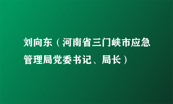 刘向东(河南省三门峡市应急管理局党委书记、局长)