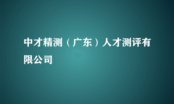 中才精测（广东）人才测评有限公司