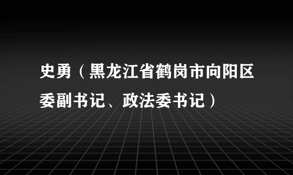 史勇(黑龙江省鹤岗市向阳区委副书记、政法委书记)
