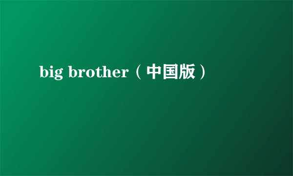 big brother（中国版）