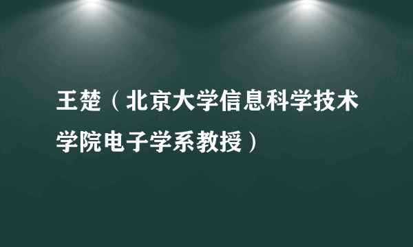 王楚(北京大学信息科学技术学院电子学系教授)