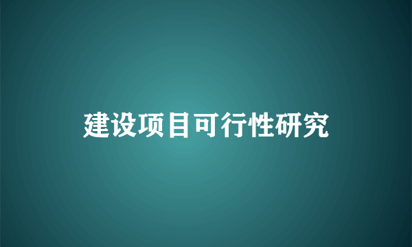 建设项目可行性研究