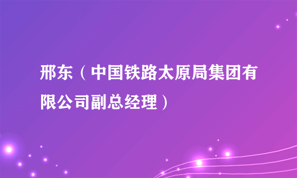 邢东（中国铁路太原局集团有限公司副总经理）