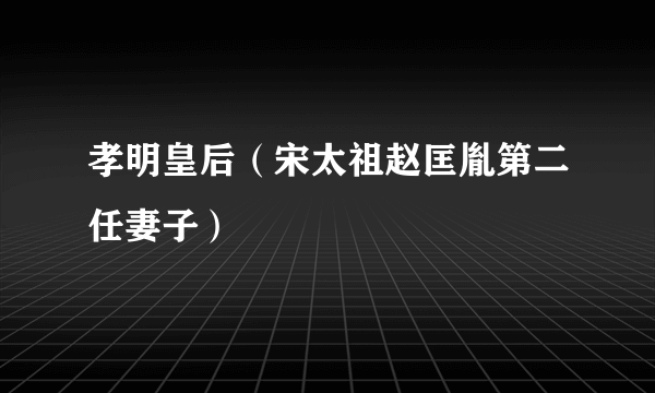 孝明皇后（宋太祖赵匡胤第二任妻子）