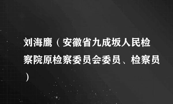 刘海鹰(安徽省九成坂人民检察院原检察委员会委员、检察员)