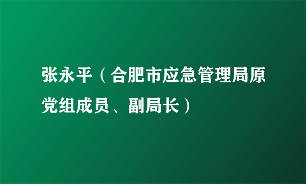 张永平(合肥市应急管理局原党组成员、副局长)