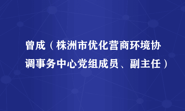 曾成(株洲市优化营商环境协调事务中心党组成员、副主任)