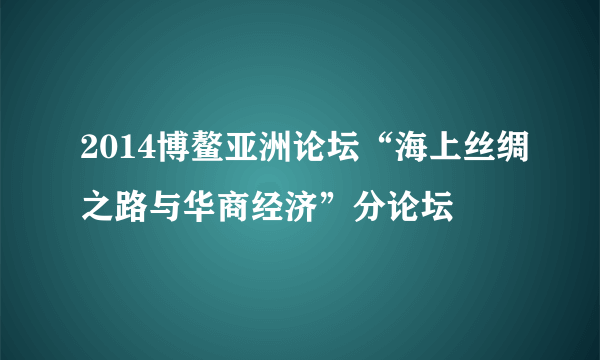 2014博鳌亚洲论坛“海上丝绸之路与华商经济”分论坛