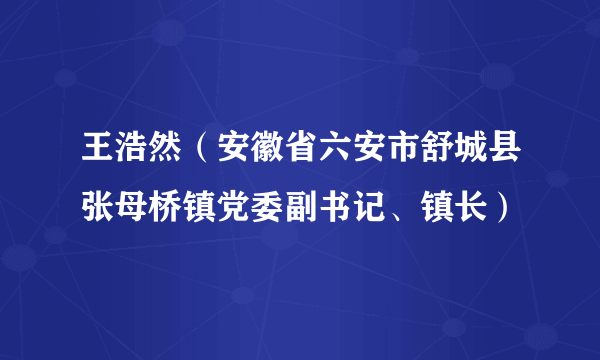 王浩然(安徽省六安市舒城县张母桥镇党委副书记、镇长)