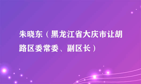 朱晓东(黑龙江省大庆市让胡路区委常委、副区长)