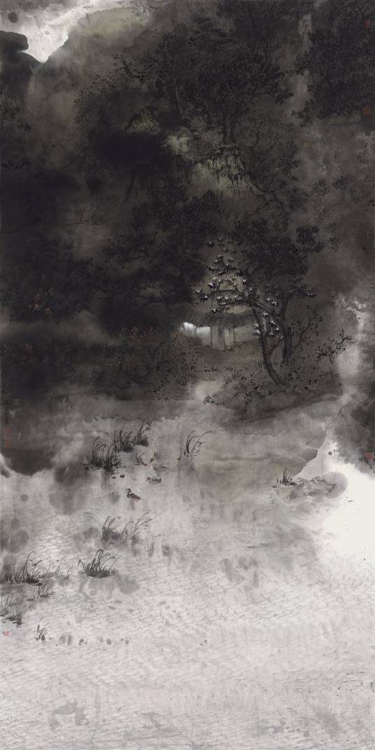 春江水暖(任赛水墨画作品)