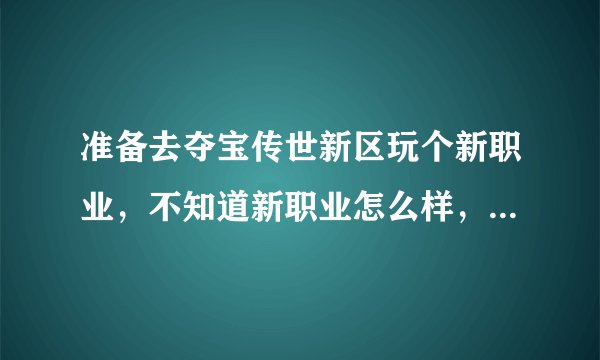 准备去夺宝传世新区玩个新职业，不知道新职业怎么样，好玩不，有没有人给介绍下新职业啊？