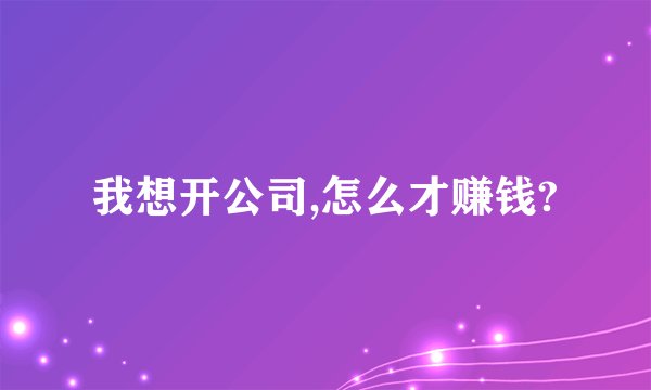 我想开公司,怎么才赚钱?
