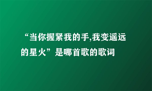 “当你握紧我的手,我变遥远的星火”是哪首歌的歌词