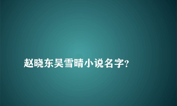 
赵晓东吴雪晴小说名字？

