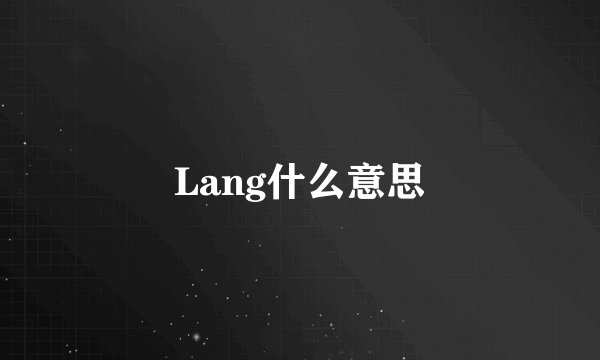 Lang什么意思