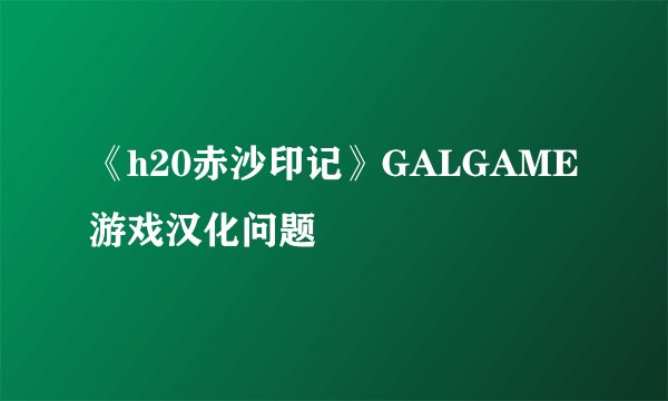 《h20赤沙印记》GALGAME游戏汉化问题